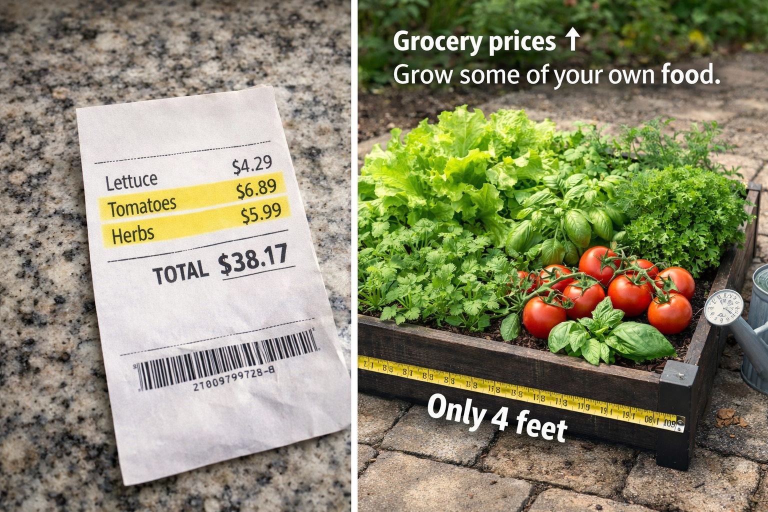 Receipt vs Growing Your Own Food Comparison